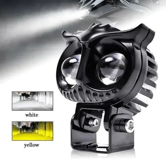 Owl Shape Fog Light – Yellow/White Low–High Beam, 40W (Cars & Bikes)